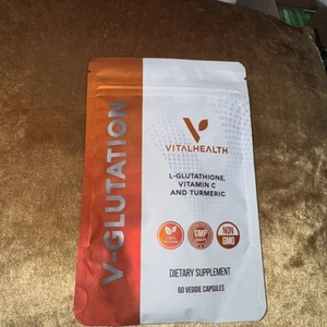 V- GLUTATION by Vitalhealth L- GLUTATHIONE VITAMIN C AND TURMERIC 60 CAPS NEW - Picture 1 of 2
