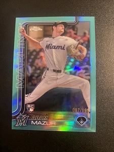 2025 Topps Chrome ADAM MAZUR Aqua Refractor ROOKIE RC /199 #157 Miami Marlins - Picture 1 of 2