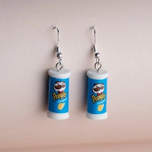 Blue Pringles Chips Original Can Cool Quirky Hook Dangle Earrings Novelty Gift - Picture 1 of 1