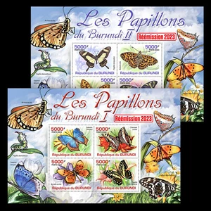 Butterflies of Burundi MNH Stamps 2023 Burundi 2 M/S - Picture 1 of 3