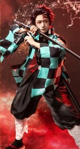 Anime Cosplay Costume Adult Men Kamado Tanjirou Kimono Outfit Robe Uniform - Picture 1 of 10