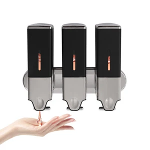 Dispensador de jabón negro montado en la pared líquido baño ducha champú de manos EE. UU. 3*500 ML - Imagen 1 de 20