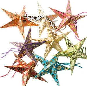Decoraciones Estrellas 8 Mini Papel Colgante Estrellas/Linternas Patrón Floral-13cm NUEVO - Imagen 1 de 2