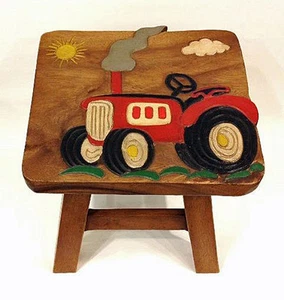 BIG RED TRACTOR WOOD FOOTSTOOL - Picture 1 of 1
