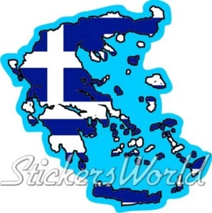 GRIECHENLAND LandKarte-Flagge, Hellenisch Karte-Fahne Auto Aufkleber Sticker - Picture 1 of 1