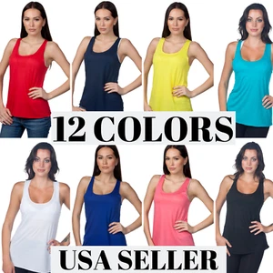 Color Story Women's Lightweight Loose Fit Summer Racerback Tank Top - Picture 1 of 16