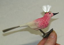 German Antique Glass Clip On Bumpy Mohawk Bird Vintage Christmas Ornament 1930s