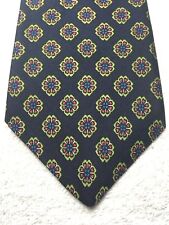 HARDY AIMES MENS TIE NAVY BLUE WITH LIME GREEN RED AND BLUE  3.75 X 59