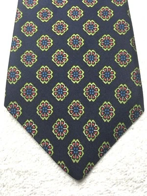 HARDY AIMES MENS TIE NAVY BLUE WITH LIME GREEN RED AND BLUE  3.75 X 59 - Image 1 of 4