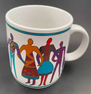 Tazza in ceramica colorata oro 18K Laurel Burch Vintage 1992 The Art of Human Being - Foto 1 di 4