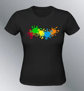 T-Shirt Personalizzato Stampa a Chiazze Vernice Donna Pittore Bunt Tinker Paint - Imagen 1 de 3