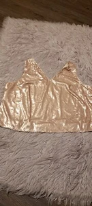 NWT ASOS Sequin GOLD Top Blouse Size 24 Evening Party - Picture 1 of 8