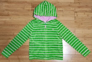 Lilly Pulitzer Jacket Hooded Girl's 10 Green Pink Stripe Palm Trees Embroidered - Picture 1 of 9