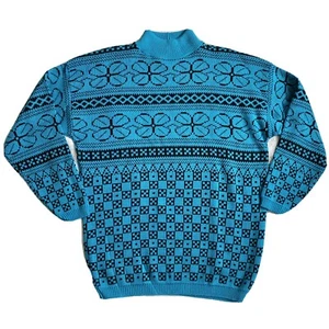 Diane Von Furstenberg Vintage 90s Mock Neck Sweater Size 22W Bright Blue & Black - Bild 1 von 6
