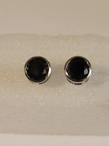 Black Spinel in Sterling Silver 8mm Earrings - Picture 1 of 4