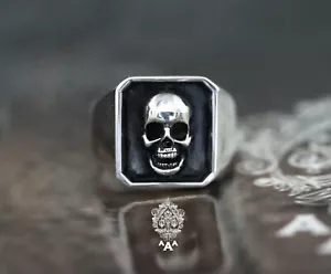 Silver Skull Ring Skull Biker Ring Silver Fashion Skull Ring Silver 925 - Picture 1 of 6