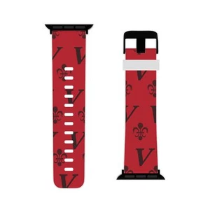 Bracelet Apple Watch designer luxe rouge foncé 1, 2, 3, 4, 5, 6, 7, 8, 9 SE et Ultra - Photo 1/13