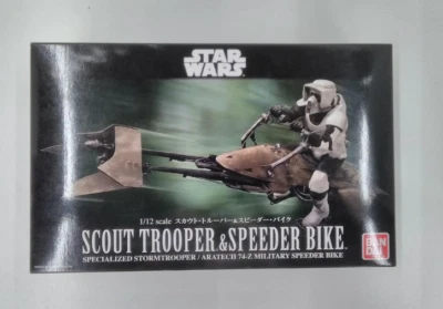 BANDAI Star Wars Scout Trooper and Speeder Bike 1/12 Scale Plastic Model Kit - Image 1 of 2