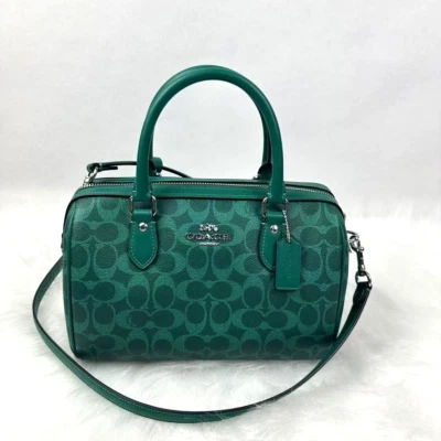 Bolso Bandolera Coach Mediano Rowan Lona Firma CV961 Jade Brillante Nuevo con Etiquetas Foto 1 de 4