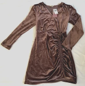 Y2K Fashion On Earth Women Velvet Dress Goth Grunge Fairy Ruched Party Club M - Picture 1 of 3