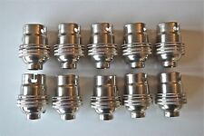10 NICKEL BAYONET FITTING BULB HOLDER LAMP HOLD EARTHED SHADE RING 1/2 INCH L4