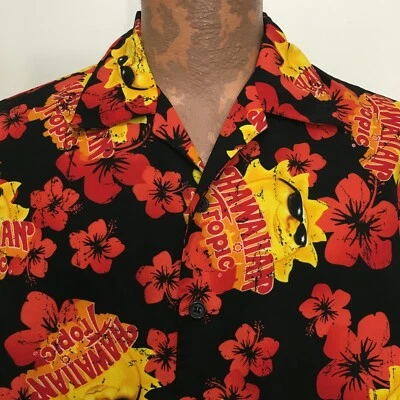 Hawaiian Tropic L Sunshine Sunglasses Black Yellow Orange Hibiscus Shirt - Image 1 of 4