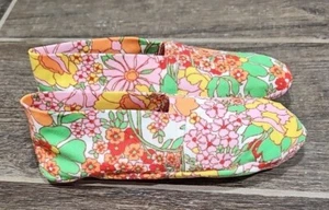 vintage women's handmade polyester slippers, measurements pictured - Picture 1 of 10