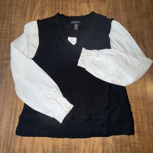 Design History Thermal Combo Top Women's Size Small Long Sleeve Black Pullover - Picture 1 of 5