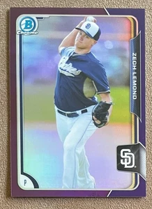 2015 Bowman Chrome Purple Refractor #127 Zech Lemond /250 Padres Parallel Card - Picture 1 of 2