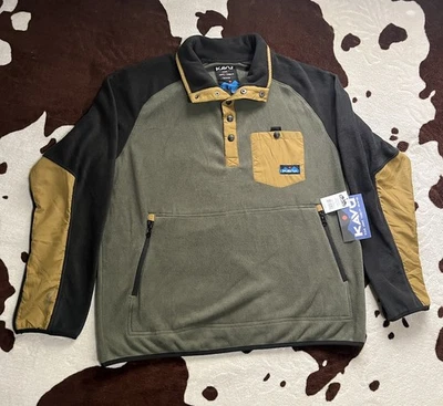 Kavu Men's Teannaway Fleece Pullover Shadow Leaf Green Size XL New with Tags Foto 1 de 4