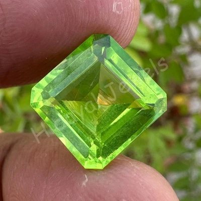 Rare 10.95 Ct Natural Green Peridot Radiant Cut Certified Loose Gemstone - Image 1 of 4