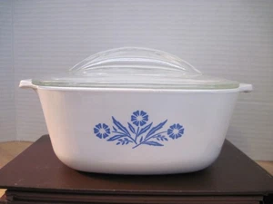CorningWare blaue Kornblume 1,5 Quart Kasserolle mit ungewöhnlichem Pyrex Vintage Deckel - Bild 1 von 5