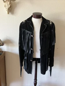 SCULLY Leather Fringe Beaded Hand Lace Western Jacket Men's Size 40 - Picture 1 of 20