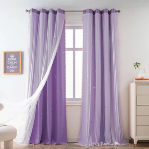 Cortina Termica Infantil Morada 34x63in 1 Panel Estrellas para Sala o Recamara - Imagen 1 de 12