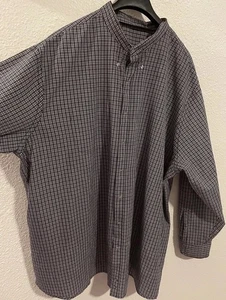 Harbor Bay~Men's 3XLT(33” PTP)Blue Geometric Plaid Long Sleeve Button Up-New - Picture 1 of 22