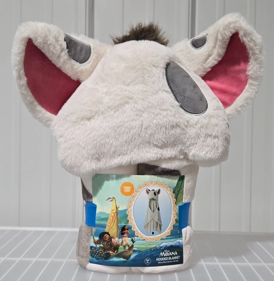 Manta con capucha súper suave para niños Disney Princesa Moana Pua el Cerdo tamaño 30" x 50" Foto 1 de 4