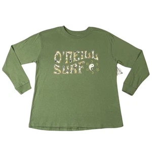 O’Neill T Shirt Girls Size Large 12/14 Green Sage Wavy Girl Long Sleeve Tee NEW - Picture 1 of 9