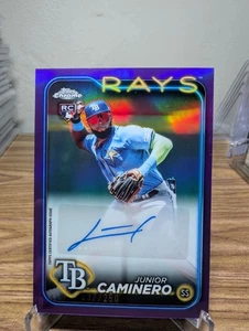 Actualización cromada Topps 2024 Junior Caminero #AC-JCA refractor púrpura automático RC/250 - Imagen 1 de 2