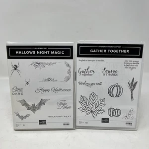 Stampin Up Hallows Night Magic Rubber Stamps & Gather Together Bat Halloween - Picture 1 of 9