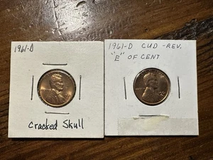 Lote de error de centavo Lincoln 1961 D calavera agrietada + troquel astilla en E de centavo rojo BU - Imagen 1 de 8