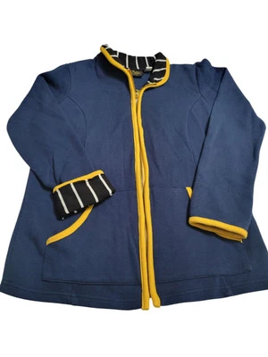 Bob Mackie Usable Art XXS Mujer Cremallera Completa Azul Marino/Amarillo Bolsillos Foto 1 de 4