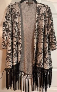 Womens Burnout Velvet Y2K Wrap Gray Black Whimsigoth XL Fringes Goth - Picture 1 of 5