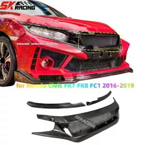 Carbon Fiber Front Bumper Mesh Center Grille for Honda Civic FK7 FK8 FC1 2016-19 - Picture 1 of 13