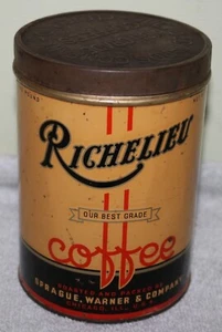 VINTAGE RICHELIEU COFFEE TIN SPRAGUE WARNER CO CHICAGO - Picture 1 of 5
