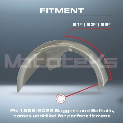 GUARDABARROS DELANTERO HARLEY WRAP 23" CON SOPORTES PARA MODELOS HARLEY DAVIDSON Foto 1 de 4