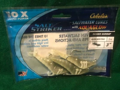 Cabelas Salt Striker 3" Camarones Aparejados Chartreuse, Rosa, Brillo Agua Salada Señuelos NUEVO Foto 1 de 4