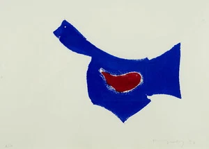 N. PRANGENBERG (*1949), Abstrakte Komposition in Blau und Rot, 1997, Farblinols - Picture 1 of 4