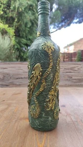 Hand Decorated Hand-Crafted Hand Painted Glass Bottle Art - Picture 1 of 6