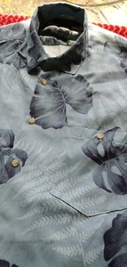 ONO & Co. Aloha Hemd mit Knopfleiste, blau einfarbig Print, XXL, SEIDE, neuwertig - Bild 1 von 4