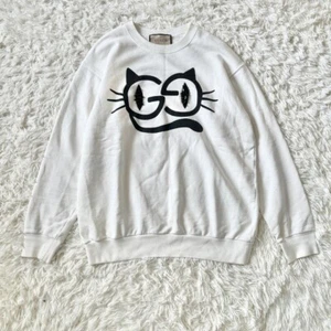 Authentic GUCCI Cat Eye Sweatshirt Bijou White Trainer S - Picture 1 of 13